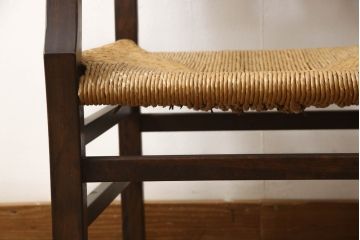 和製ビンテージ　松本民芸家具　背もたれのデザインが目を惹くSP型十字アームチェア(ラッシチェア、ダイニングチェア、椅子、イス、ヴィンテージ)(R-065421)