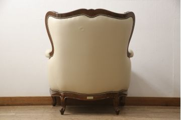 中古　美品　モリシゲ(MORISHIGE/森繁)　ロイヤルクィーン　優雅なデザインが魅力的な1Pソファ(アームチェア、1人掛けソファ、アームソファ、椅子、イス)(定価約108万9千円)(R-065423)