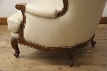 中古　美品　モリシゲ(MORISHIGE/森繁)　ロイヤルクィーン　優雅なデザインが魅力的な1Pソファ(アームチェア、1人掛けソファ、アームソファ、椅子、イス)(定価約108万9千円)(R-065423)