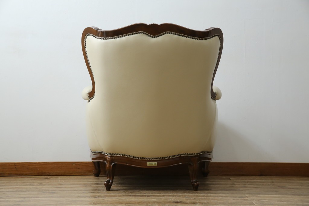 中古　美品　モリシゲ(MORISHIGE/森繁)　ロイヤルクィーン　優雅なデザインが魅力的な1Pソファ　定価約108万9千円　(R-065423)