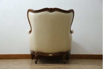 中古　美品　モリシゲ(MORISHIGE/森繁)　ロイヤルクィーン　優雅なデザインが魅力的な1Pソファ　定価約108万9千円　(R-065423)