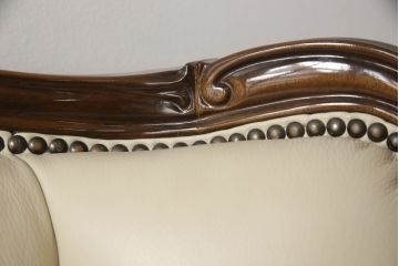 中古　美品　モリシゲ(MORISHIGE/森繁)　ロイヤルクィーン　優雅なデザインが魅力的な1Pソファ(アームチェア、1人掛けソファ、アームソファ、椅子、イス)(定価約108万9千円)(R-065424)
