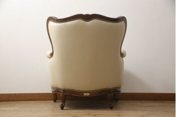 中古　美品　モリシゲ(MORISHIGE/森繁)　ロイヤルクィーン　優雅なデザインが魅力的な1Pソファ(アームチェア、1人掛けソファ、アームソファ、椅子、イス)(定価約108万9千円)(R-065424)