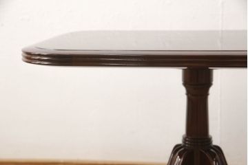中古　美品　モリシゲ(MORISHIGE/森繁)　フローラ　濃い木色で落ち着いた空間を演出するサイドテーブル(コーヒーテーブル、カフェテーブル、ローテーブル)(定価約11万9千円)(R-065425)