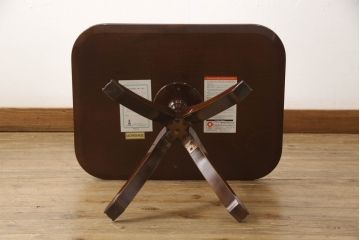 中古　美品　モリシゲ(MORISHIGE/森繁)　フローラ　濃い木色で落ち着いた空間を演出するサイドテーブル(コーヒーテーブル、カフェテーブル、ローテーブル)(定価約11万9千円)(R-065425)