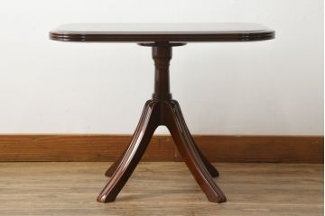 中古　美品　モリシゲ(MORISHIGE/森繁)　フローラ　濃い木色で落ち着いた空間を演出するサイドテーブル(コーヒーテーブル、カフェテーブル、ローテーブル)(定価約11万9千円)(R-065426)