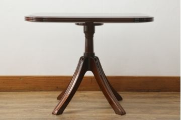 中古　美品　モリシゲ(MORISHIGE/森繁)　フローラ　濃い木色で落ち着いた空間を演出するサイドテーブル(コーヒーテーブル、カフェテーブル、ローテーブル)(定価約11万9千円)(R-065426)