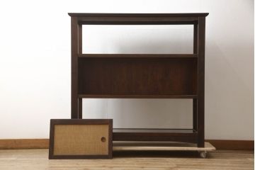 和製ビンテージ　美品　松本民芸家具　上質な和の趣き溢れるクズ布茶棚(飾り棚、収納棚、戸棚、サイドボード、ヴィンテージ)(R-065428)