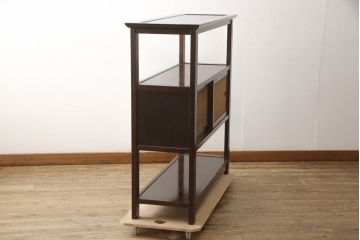 和製ビンテージ　美品　松本民芸家具　上質な和の趣き溢れるクズ布茶棚(飾り棚、収納棚、戸棚、サイドボード、ヴィンテージ)(R-065428)
