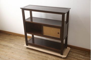 和製ビンテージ　美品　松本民芸家具　上質な和の趣き溢れるクズ布茶棚(飾り棚、収納棚、戸棚、サイドボード、ヴィンテージ)(R-065428)