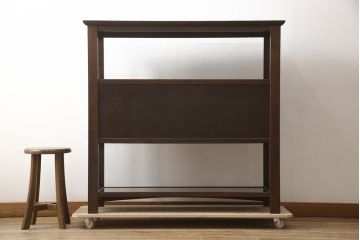 和製ビンテージ　美品　松本民芸家具　上質な和の趣き溢れるクズ布茶棚(飾り棚、収納棚、戸棚、サイドボード、ヴィンテージ)(R-065428)