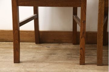 和製ビンテージ　高級品!!　職人手造り品　凝った造りのデザインが魅力!!上質なタモ材製ダイニングチェア2脚セット(椅子、イス、板座チェア、ヴィンテージ)(R-065431)