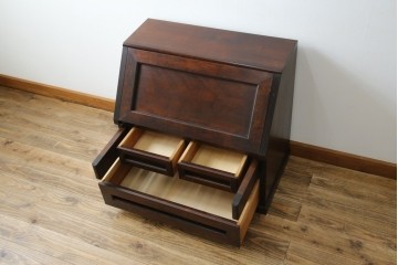 中古　松本民芸家具　高山式座ビューロー　和室や和モダンなリビングにおすすめのライティングビューロー　定価約30万8千円相当　(R-065432)