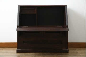 中古　松本民芸家具　高山式座ビューロー　和室や和モダンなリビングにおすすめのライティングビューロー　定価約30万8千円相当　(R-065432)