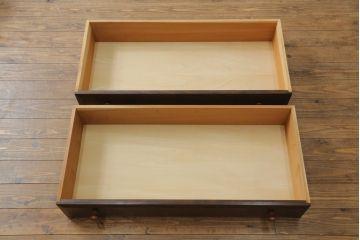 中古　美品　松本民芸家具　天板リメイク　和・洋どちらにも取り入れやすい!シックな佇まいが魅力のローチェスト(ローボード、テレビ台、サイドチェスト、引き出し)(R-065434)