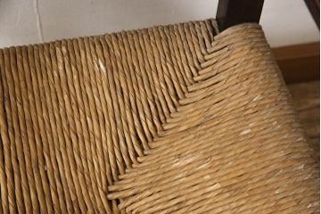 和製ビンテージ　松本民芸家具　背もたれのデザインが目を引くSP型十字アームチェア(ラッシチェア、ダイニングチェア、椅子、イス、ヴィンテージ)(R-065443)