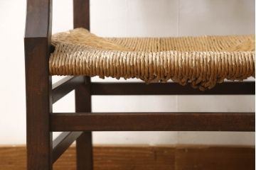 和製ビンテージ　松本民芸家具　背もたれのデザインが目を引くSP型十字アームチェア(ラッシチェア、ダイニングチェア、椅子、イス、ヴィンテージ)(R-065443)