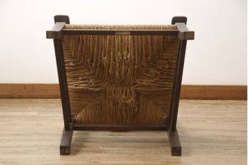 和製ビンテージ　松本民芸家具　背もたれのデザインが目を引くSP型十字アームチェア(ラッシチェア、ダイニングチェア、椅子、イス、ヴィンテージ)(R-065443)