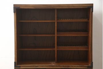 中古　岩谷堂箪笥　No.96　雪国　和の趣き漂う格子引き戸の茶箪笥(食器棚、茶棚、茶タンス、収納棚、戸棚、キャビネット、上下バラ売り可能)(定価約62万円)(R-065444)