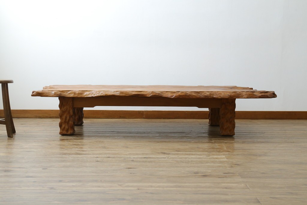 和製ビンテージ　笹杢　高級品!!杢目が素晴らしい秋田杉一枚板の座卓　(R-065445)