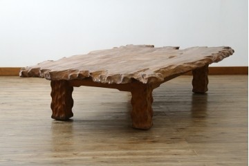 和製ビンテージ　笹杢　高級品!!杢目が素晴らしい秋田杉一枚板の座卓　(R-065445)