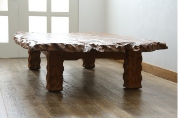 和製ビンテージ　笹杢　高級品!!杢目が素晴らしい秋田杉一枚板の座卓　(R-065445)