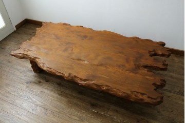 和製ビンテージ　笹杢　高級品!!杢目が素晴らしい秋田杉一枚板の座卓　(R-065445)