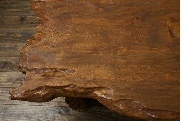 和製ビンテージ　笹杢　高級品!!杢目が素晴らしい秋田杉一枚板の座卓　(R-065445)