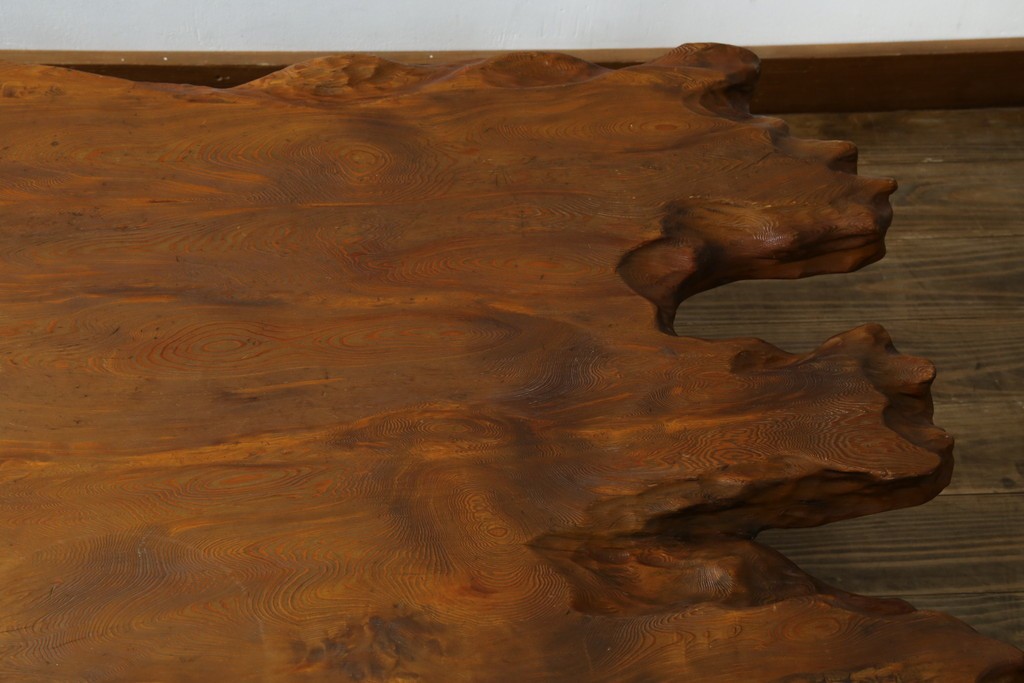 和製ビンテージ　笹杢　高級品!!杢目が素晴らしい秋田杉一枚板の座卓　(R-065445)