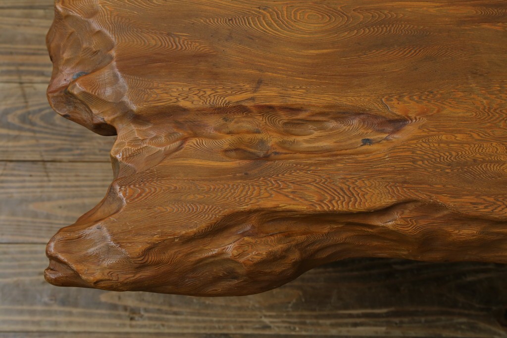 和製ビンテージ　笹杢　高級品!!杢目が素晴らしい秋田杉一枚板の座卓　(R-065445)