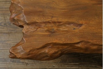 和製ビンテージ　笹杢　高級品!!杢目が素晴らしい秋田杉一枚板の座卓　(R-065445)