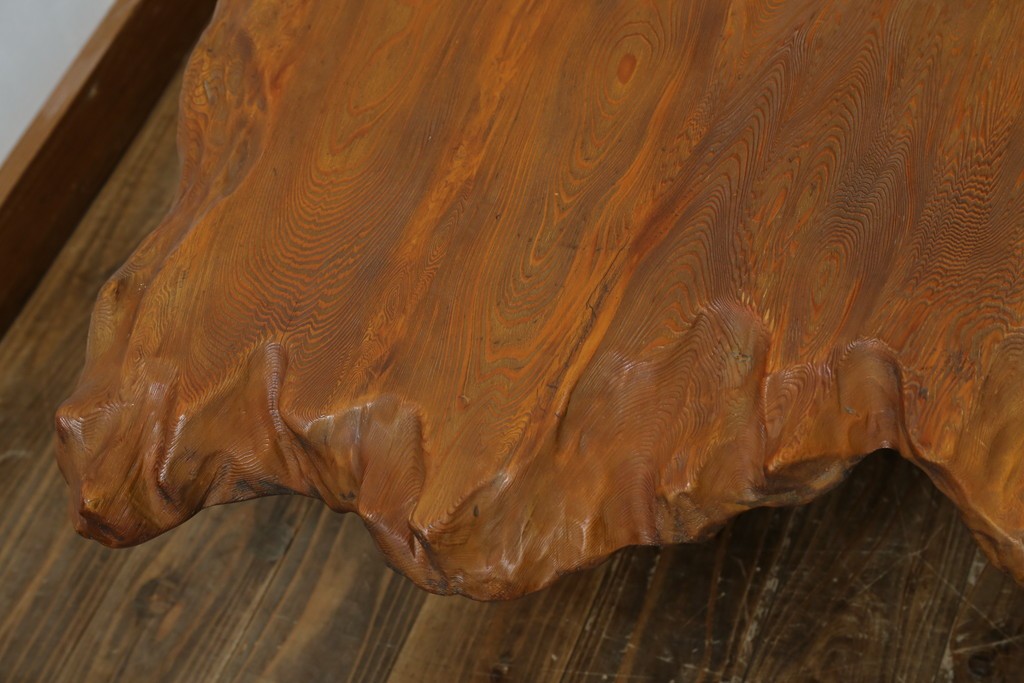 和製ビンテージ　笹杢　高級品!!杢目が素晴らしい秋田杉一枚板の座卓　(R-065445)