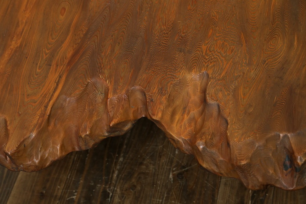 和製ビンテージ　笹杢　高級品!!杢目が素晴らしい秋田杉一枚板の座卓　(R-065445)