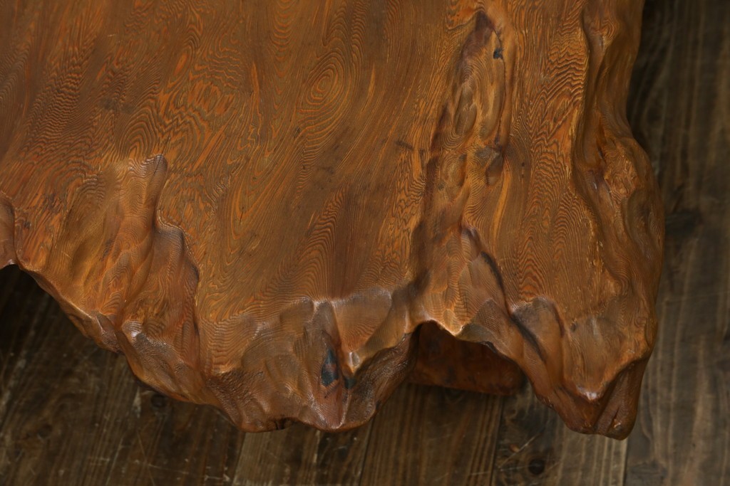 和製ビンテージ　笹杢　高級品!!杢目が素晴らしい秋田杉一枚板の座卓　(R-065445)