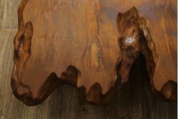 和製ビンテージ　笹杢　高級品!!杢目が素晴らしい秋田杉一枚板の座卓　(R-065445)