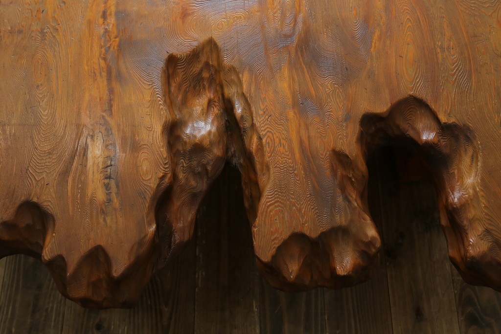 和製ビンテージ　笹杢　高級品!!杢目が素晴らしい秋田杉一枚板の座卓　(R-065445)