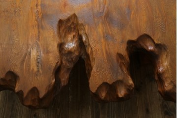 和製ビンテージ　笹杢　高級品!!杢目が素晴らしい秋田杉一枚板の座卓　(R-065445)