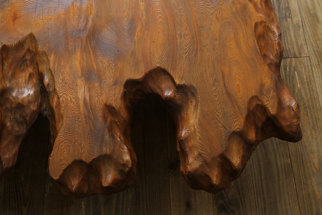 和製ビンテージ　笹杢　高級品!!杢目が素晴らしい秋田杉一枚板の座卓　(R-065445)