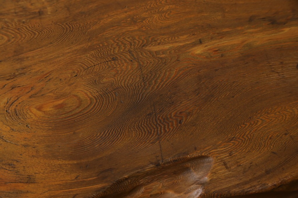 和製ビンテージ　笹杢　高級品!!杢目が素晴らしい秋田杉一枚板の座卓　(R-065445)