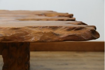 和製ビンテージ　笹杢　高級品!!杢目が素晴らしい秋田杉一枚板の座卓　(R-065445)