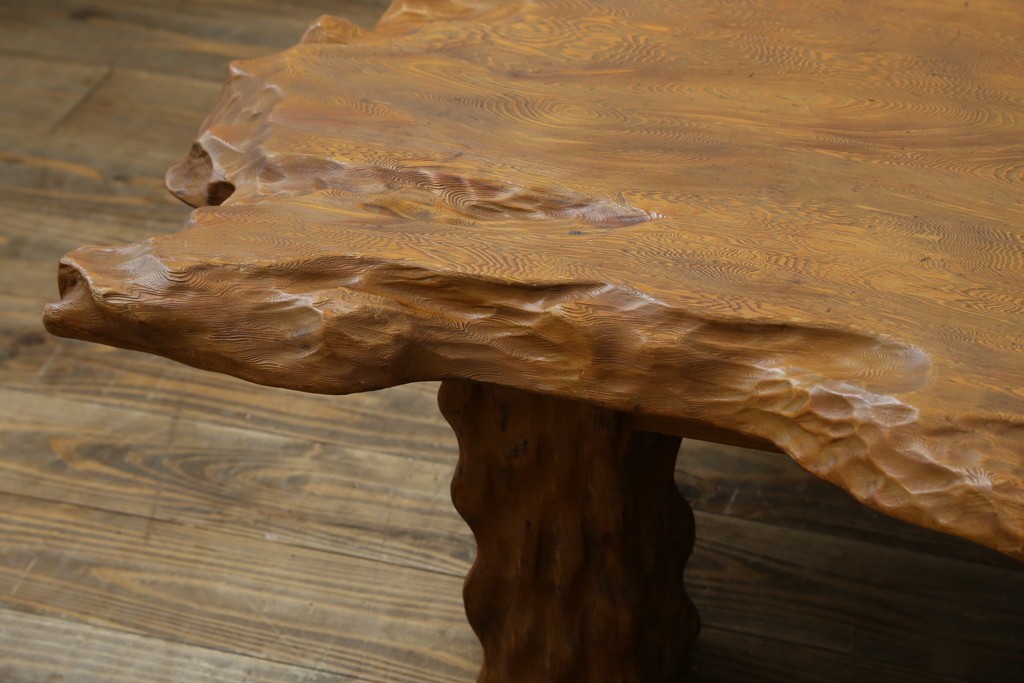 和製ビンテージ　笹杢　高級品!!杢目が素晴らしい秋田杉一枚板の座卓　(R-065445)