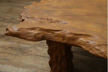 和製ビンテージ　笹杢　高級品!!杢目が素晴らしい秋田杉一枚板の座卓　(R-065445)