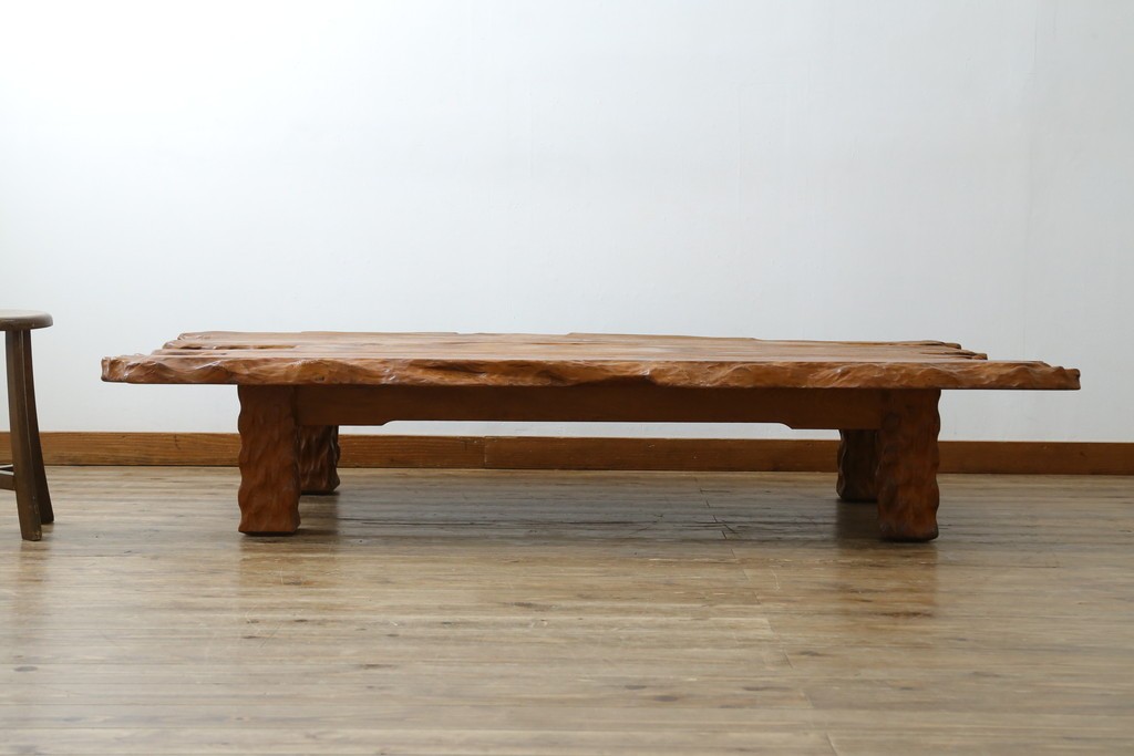 和製ビンテージ　笹杢　高級品!!杢目が素晴らしい秋田杉一枚板の座卓　(R-065445)