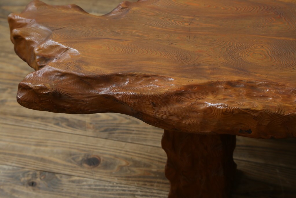 和製ビンテージ　笹杢　高級品!!杢目が素晴らしい秋田杉一枚板の座卓　(R-065445)