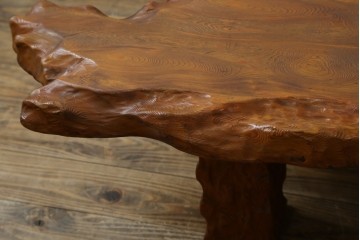 和製ビンテージ　笹杢　高級品!!杢目が素晴らしい秋田杉一枚板の座卓　(R-065445)