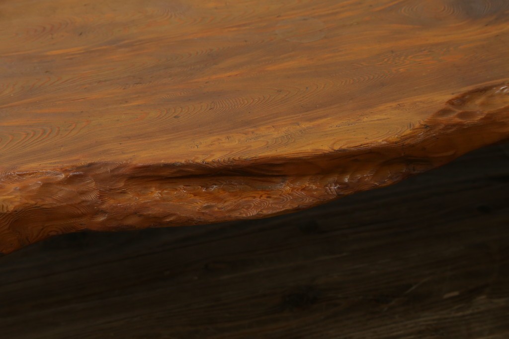 和製ビンテージ　笹杢　高級品!!杢目が素晴らしい秋田杉一枚板の座卓　(R-065445)