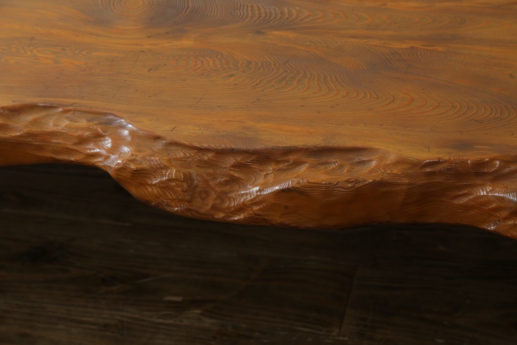 和製ビンテージ　笹杢　高級品!!杢目が素晴らしい秋田杉一枚板の座卓　(R-065445)