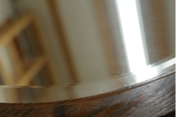 イギリスアンティーク　Lloyd's Antiques(ロイズ・アンティークス)取り扱い　オーク材　ラウンド型の鏡が印象的なキャスター付きドレッシングチェスト(鏡台、化粧台、ミラー、ドレッサー、引き出し、英国)(R-065455)