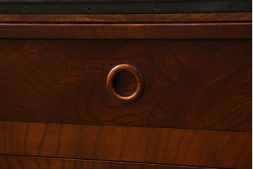 中古　美品　国産家具　職人手造り　欅(ケヤキ)杢　コンパクトなサイズが使いやすい函鏡台(ドレッサー、ミラー、小引き出し、卓上収納)(R-065462)