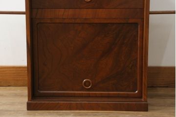 中古　美品　国産家具　職人手造り　欅(ケヤキ)杢　コンパクトなサイズが使いやすい函鏡台(ドレッサー、ミラー、小引き出し、卓上収納)(R-065462)